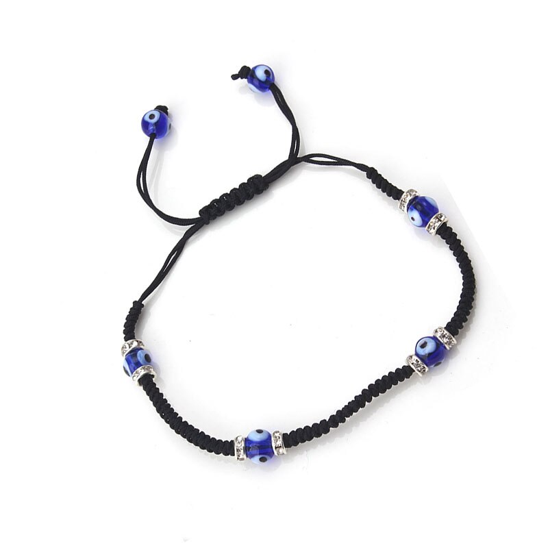 Evil Eye 1Pc Gevlochten Zwart Armband Ronde Trendy Evil Eye Charm Armband Voor Vrouw Man Verjaardag