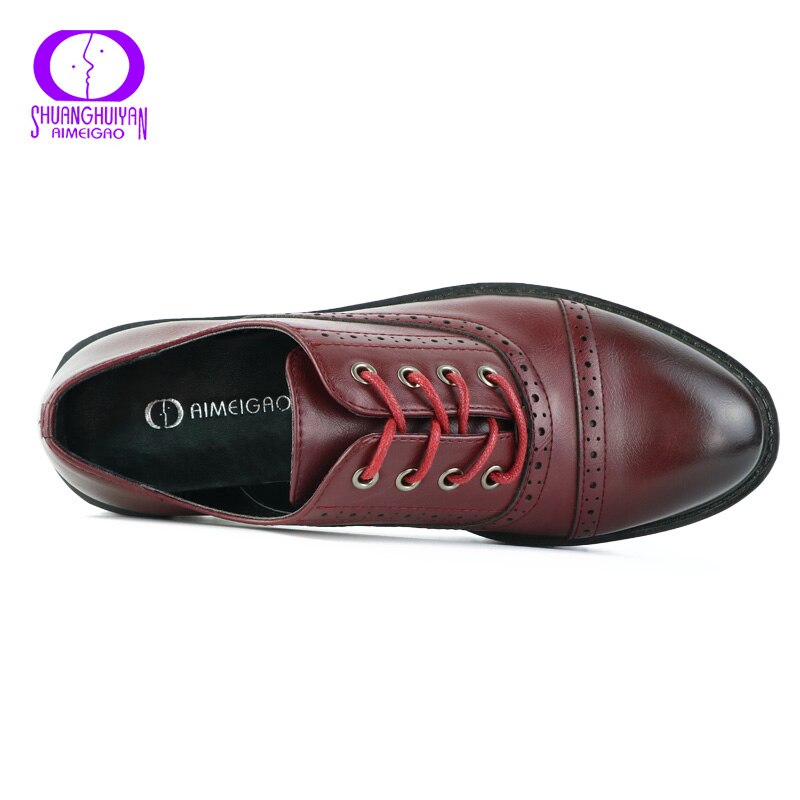 AIMEIGAO Printemps été femmes Chaussures Oxford Collège Style À Lacets À Talons Bureau Dames Chaussures En Plein Air Décontracté Chaussures De Sport Légères
