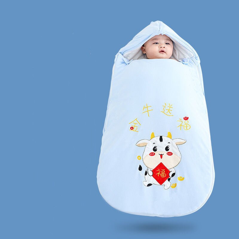 1 Stuk Pasgeborenen Slaapzak Winter Dikker Baby Anti-Kick Inbakeren Cartoon Baby Jongens Meisjes Sleepsack Katoen Baby Wrap deken: thin cotton-color 1 / 116x58cm