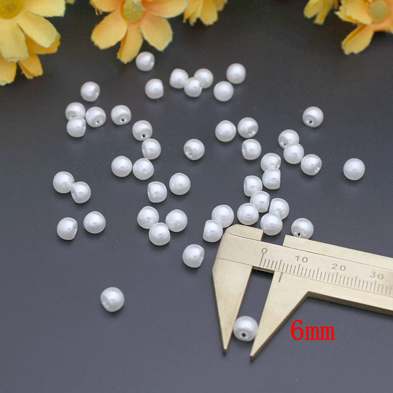50pcs/lot mix Size 4 side hole white color pearl buttons clothes sewing accessory crafts decorative buckl buttons sewing button: 6mm