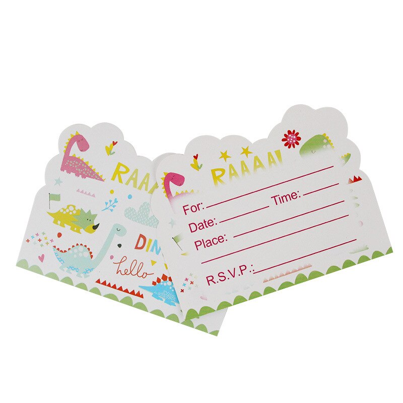 Sarjakuva dinosaurus syntymäpäiväjuhlat koristeet lasten lautaskuppi olki lautasliinat pussit kertakäyttöastiat baby shower tapahtuma juhlasetti: Kutsukortti 6 kpl