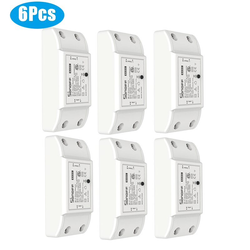 SONOFF Basic R2 DIY WiFi Switch Smart Home Timing Remote Control Sonoff Interruptor Work With Alexa Google Home Alice eWelink: 6Pcs