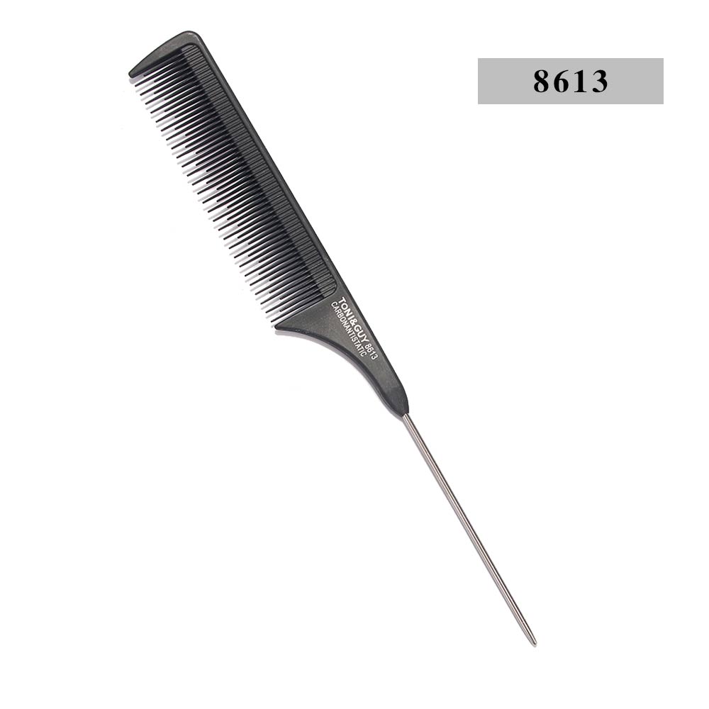 Peine de dientes finos de Metal para peluquería, peine de cola de rata de plástico negro, cepillos de pelo, herramientas de belleza, novedad: 6