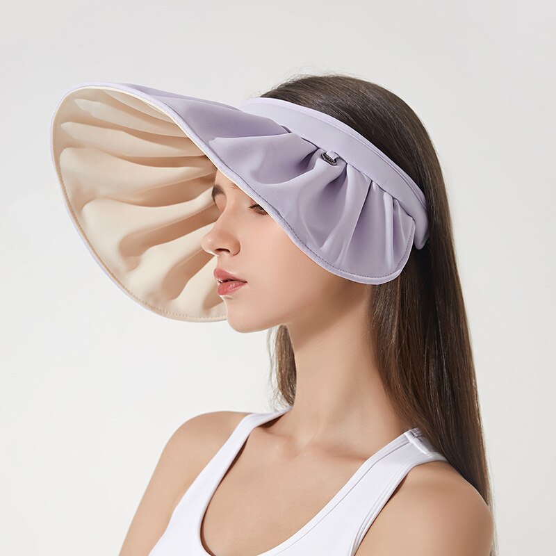 Sombrero plegable portátil para mujer, visera superior vacía, accesorios para el cabello, diadema de doble uso, para la playa, de verano: MZ48001-7