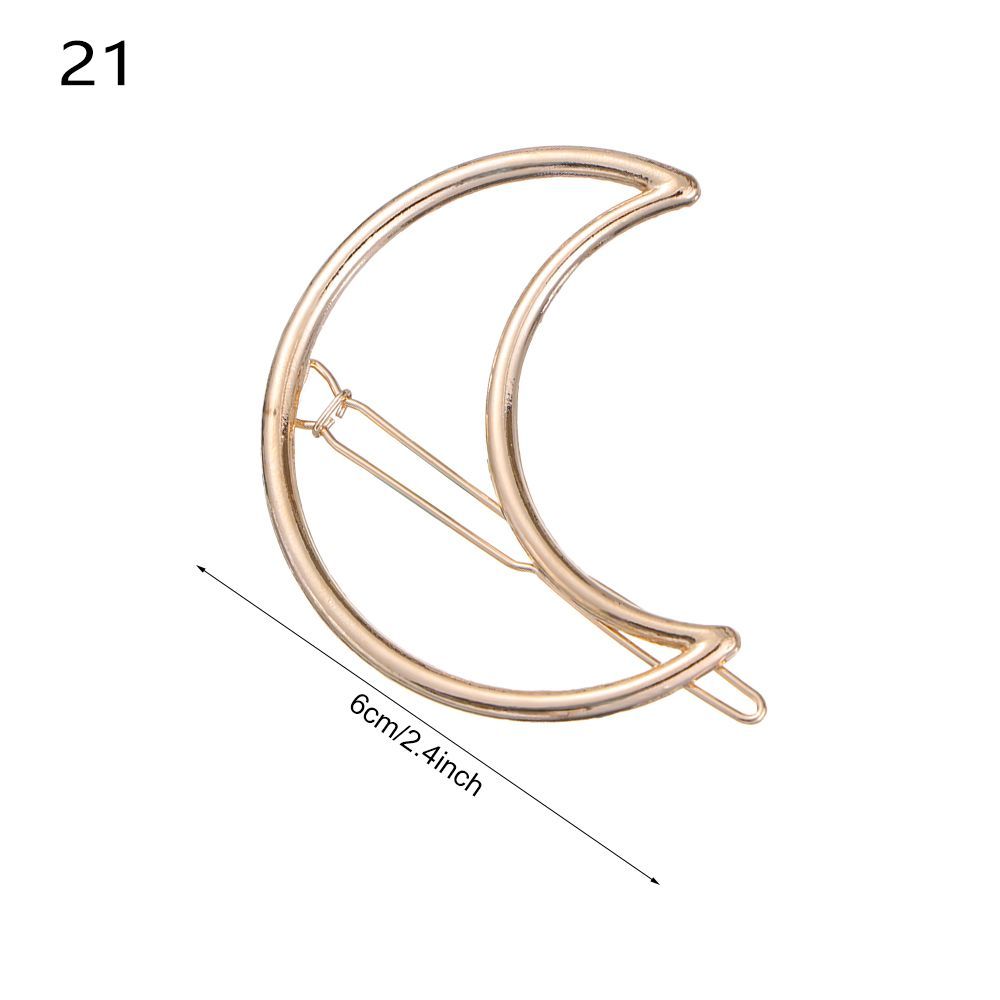 Horquillas de Metal a la para mujer, Clip para el cabello de pentculo Simple, horquilla de aleación geométrica, pasador de círculo de Luna, accesorios para el cabello para niñas: Verde claro