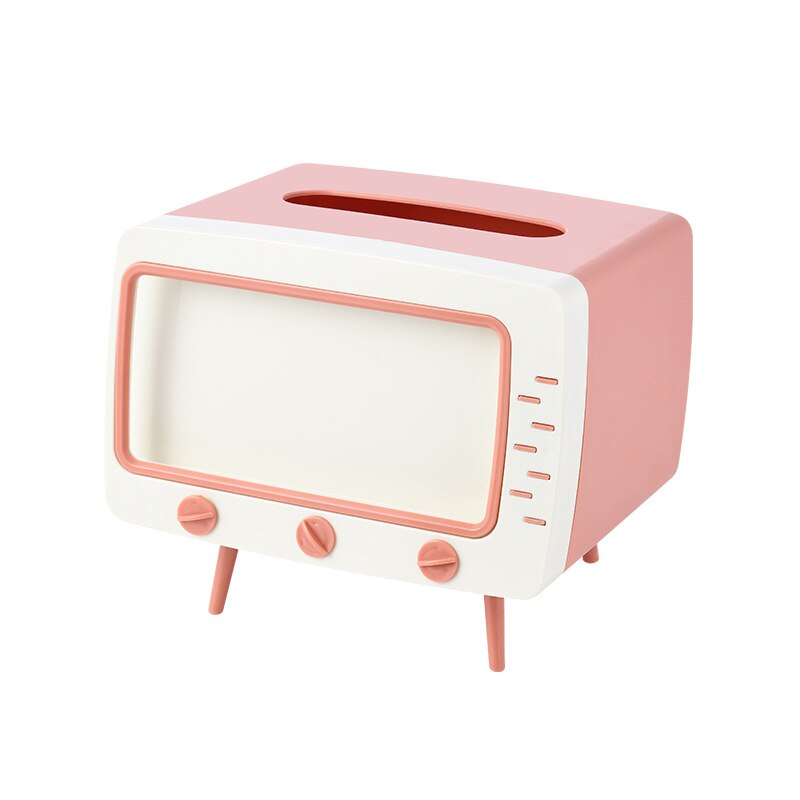 Multifunctionele Tv Vorm Tissue Doos Mobiele Telefoon Rack Huishouden Keuken Tissue Opbergdoos Woonkamer Pompen Doos Thuis: Pink