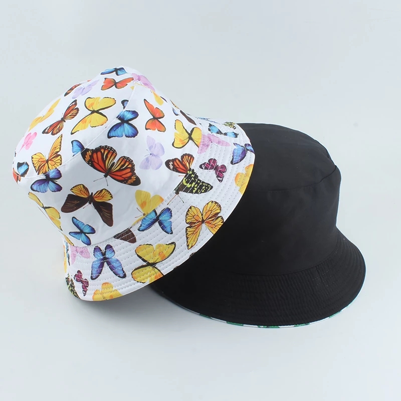 Sombrero de pescador con forma de mariposa para hombre y mujer, gorra de pescador Reversible, protección solar, playa, pesca, Bob: white butterfly