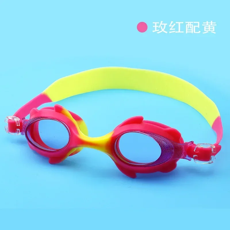 Lunettes de natation en silicone pour enfants, bandages souples réglables, élastiques et étanches, équipement de piscine pour filles, dessin animé mignon: vert clair