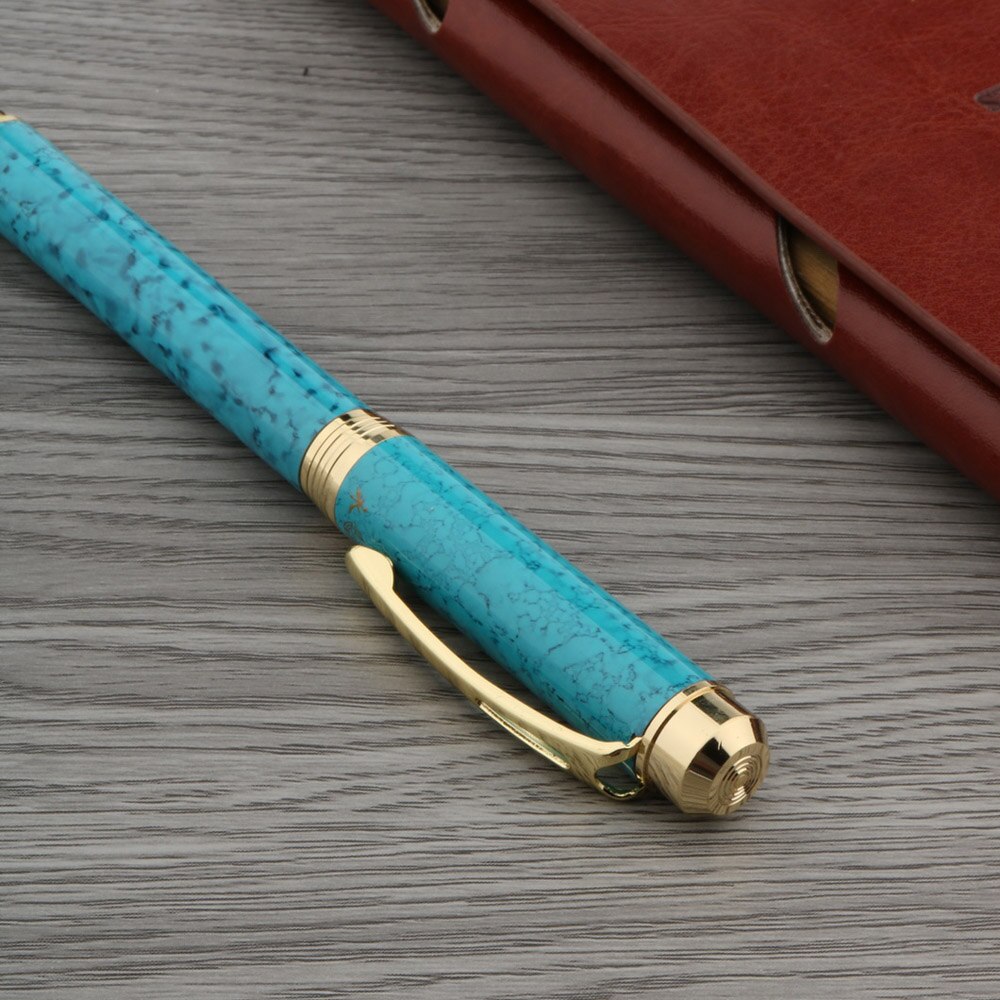 Pluma estilográfica de lujo de , plumas de tinta dorada mate clásica, azul, verde, mármol, turquesa, 2022, suministros de oficina de papelería, 0,7