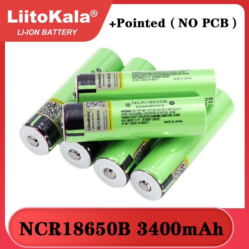 LIITOKALA — Batterie rechargeable au lithium, nouveauté, avec piles pointues (pas de PCB), NCR18650B 3,7 V 3400 MAh 18650