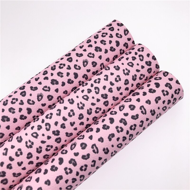 Tykt glitterark pink leopard kunstlæder 22 x 28cm/ stk, kunstlæder ark stof til håndværk, øreringe diy håndlavet stof: Lyserød leopard