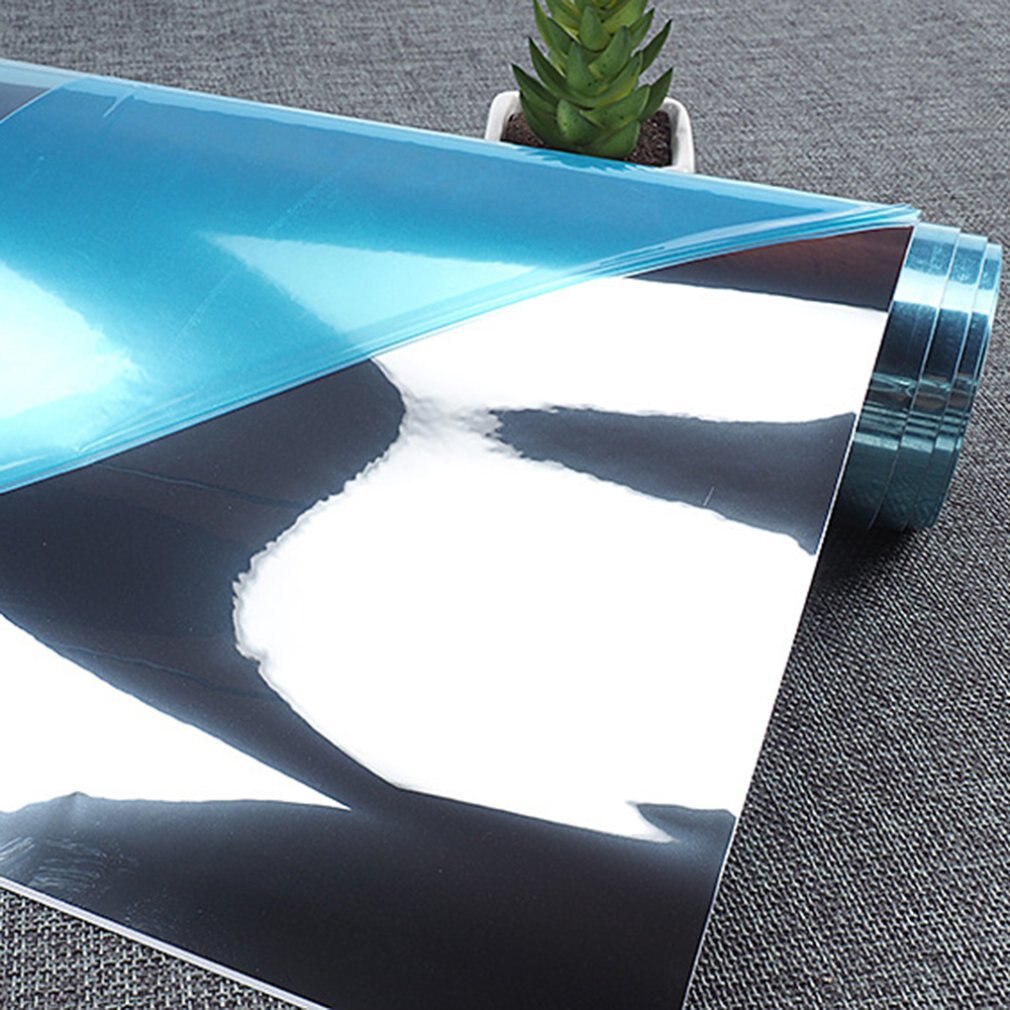 Mirror Wall Stickers Silver Reflective Solar Film Mirror Wall Sticker Rectangle Self Adhesive Room Decor Stick On Art