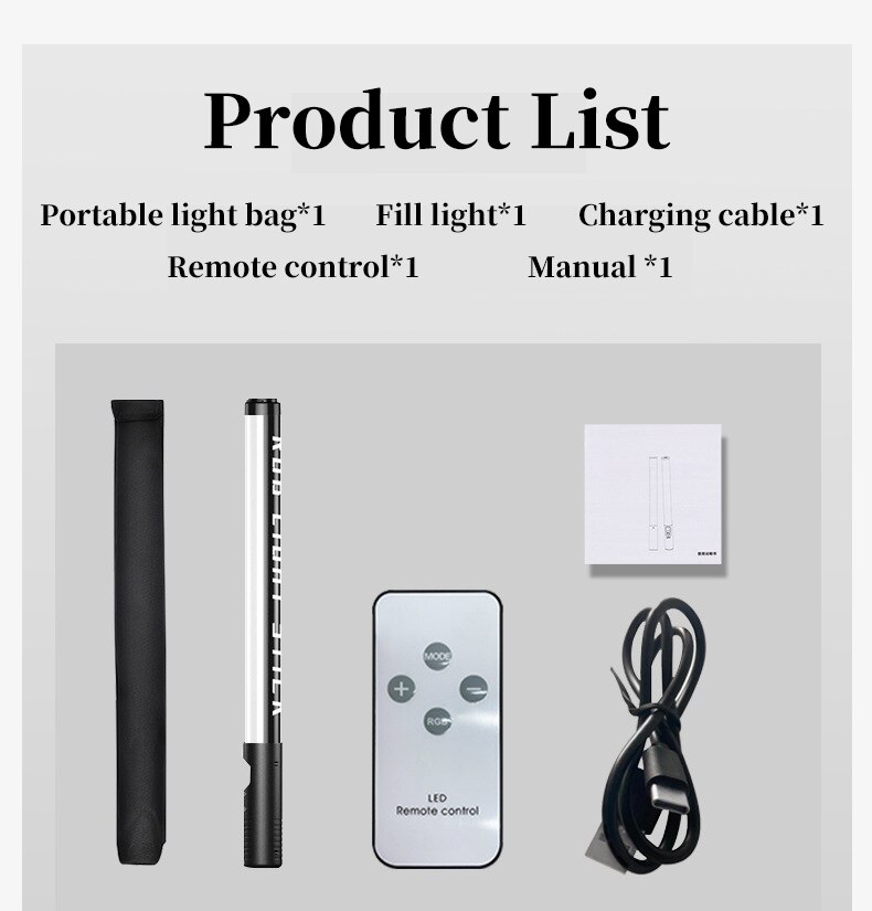 RGB Colorful LED Stick Fill Light Handheld 10W 3000K LED Flash Light stick Speedlight Photographic Lighting