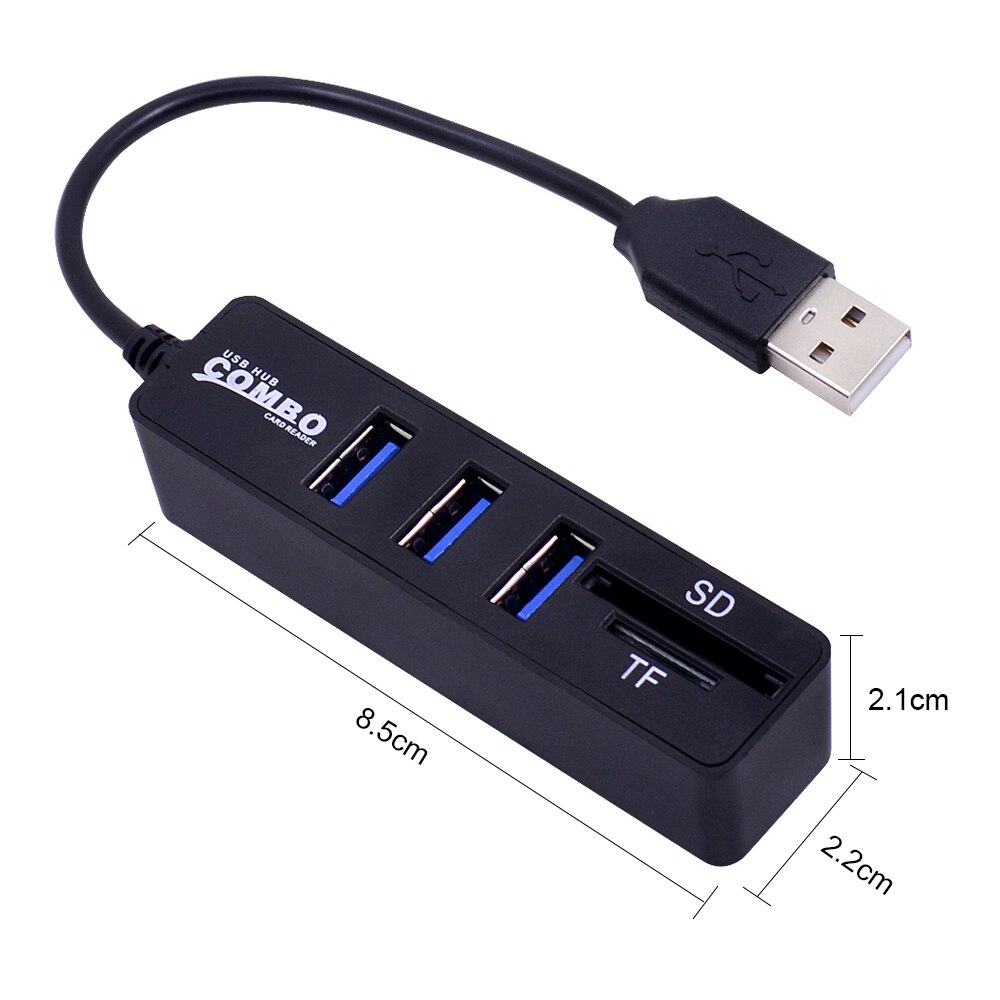 Chipal høy hastighet 2 i 1 combo 3 havn usb 2.0 hub splitter kortleser til sd tf mikro sd til pc tilbehør til bærbar pc