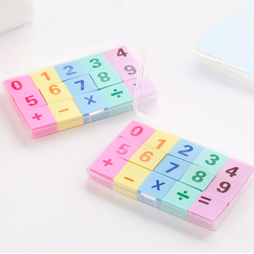 15 unids/set números de matemáticas lápiz borradores niños educación juguetes colorido borrador corrección papelería palabras dibujo limpiar