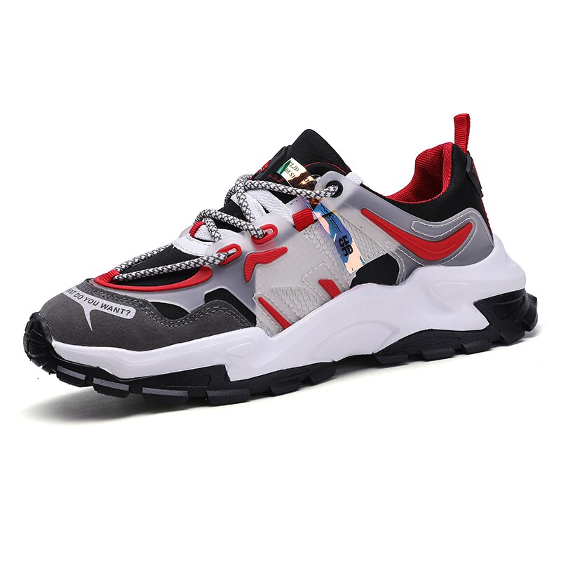 Pustende fritidssko menns lette joggesko sko i sko mesh sko utendørs fritidssko for menn gjennomsiktig bunn: Rød / 7.5