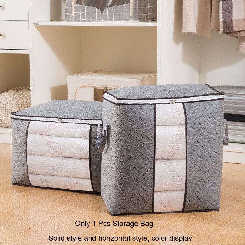 Clothing Storage Bag Package Foldable Quilt Blanket Wardrobe Organizer Large Capacity Travel Shoe Clothes Toys Pouch Accessories: Gary / 56x35x25cm