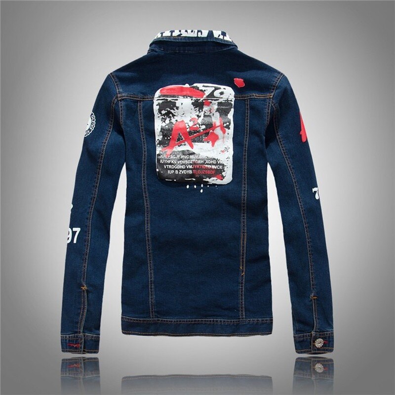 Men Denim Jacket Casual Slim Jean Jacket Coat Outdoors Autumn Long Sleeve Jacket Masculino Outwear Patchwork M-4XL