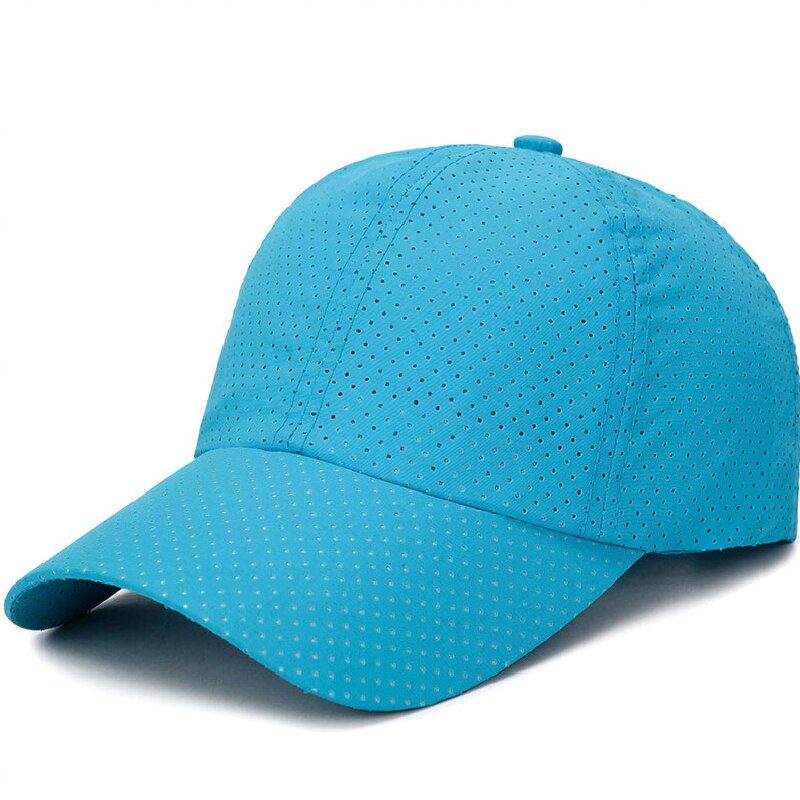 Vuxen unisex solhatt en storlek casual fast justerbar utomhusbomull enkel snabbtorkande hattar som andas, monterad keps baseballkeps: Sjöblått