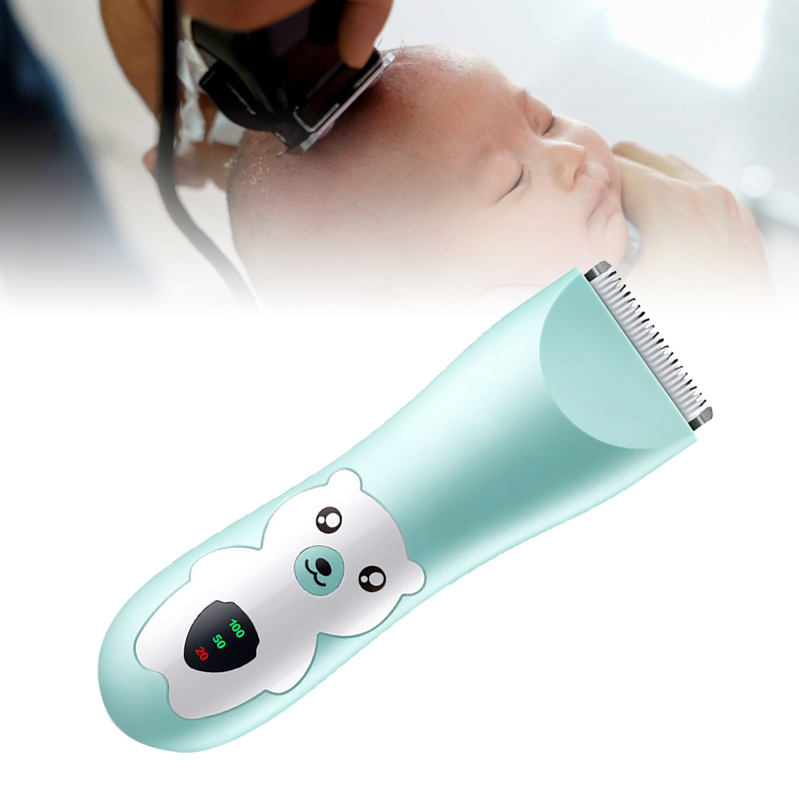 Quiet Baby Hair Clipper Electric Baby Hair Clipper Waterproof Cartoon Pattern Cordless with Combs for Toddlers