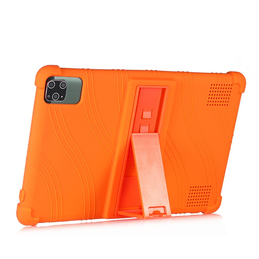 10.1 Inch Tablet Case - Kids Friendly Soft Silicone Adjustable Stand Cover for Android 9.0: Orange