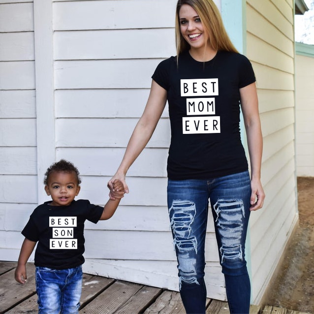 1 stücke Mommy & Me T Hemd Beste Mutter Immer Beste Sohn Immer Mama und Sohn T Shirts Sommer Familie passenden Kleidung Mutter & Kinder Outfits