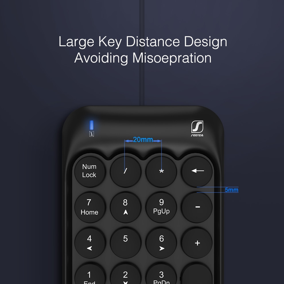 SeenDa Wired USB Numeric Keypad 19 Keys Mini Number Pad Digital Keyboard for Mac Pro MacBook Air Laptop PC Notebook Desktop