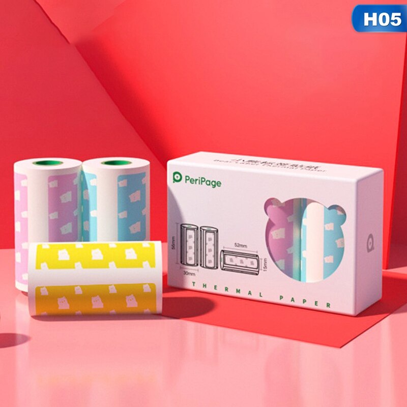 Mini Thermal Printer 5.7*3*3cm Sensitive Adhesive Sticker Printing Paper With 3Rolls For Phontos Print Paper: 05