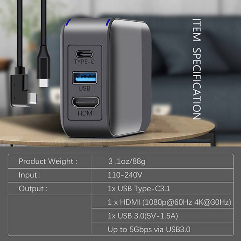 2-in-1 65W Multifunction 3.0 USB Charging Dock Station Type-C PC Adapter HD TV Converter for Nintendo Switch