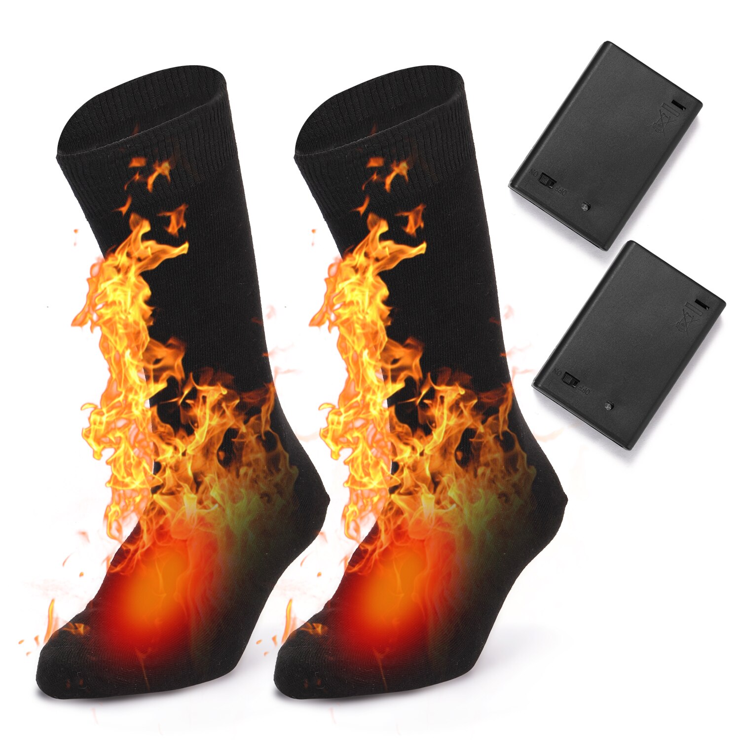 Elektrische Verwarmde Sokken Batterij Aangedreven Koud Weer Warmte Sokken Voor Mannen En Vrouwen Outdoor Camping Winter Warme Winter Sokken: 3pcs battery