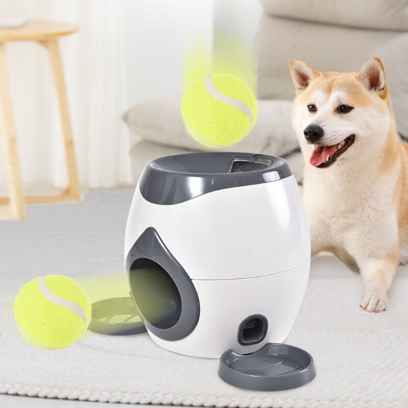 Interactive Pet Ball Launcher Toy Tennis Food Reward Machine Thrower Slow Feeder