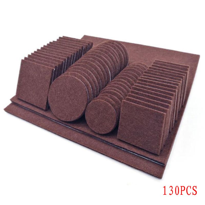 Set van 80/130 zelfklevende vilten vloerbeschermers voor meubels, stoelen, tafels en poten, anti-kras beschermpads: Koffie 130