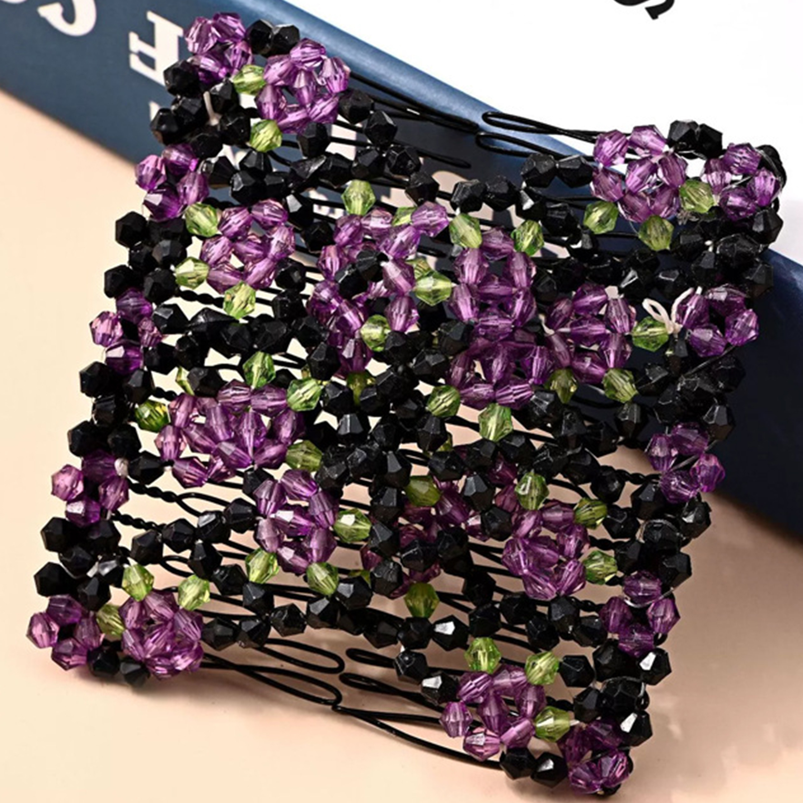 Women Magic Elastic Hair Comb 2 Row Magic Easy Stretching Hair Comb for Birthday Stage Party Hairstyle