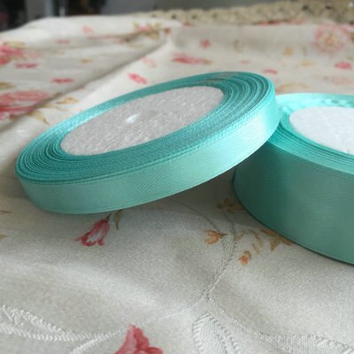 Ruban en Satin de soie Tiffany bleu 22 mètres | Papier décoratif pour fête de mariage, tissu de couture pour noël, bricolage à la main: Tiffany blue 10mm