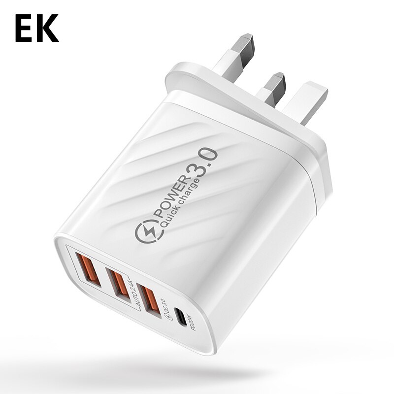 30W USB C Ladegerät Schnell Ladegerät Für iphone 13 12 Xiaomi Huawei Samsung Quick Charge 3,0 4,0 handy lade adapter QC 3,0: White UK Plug