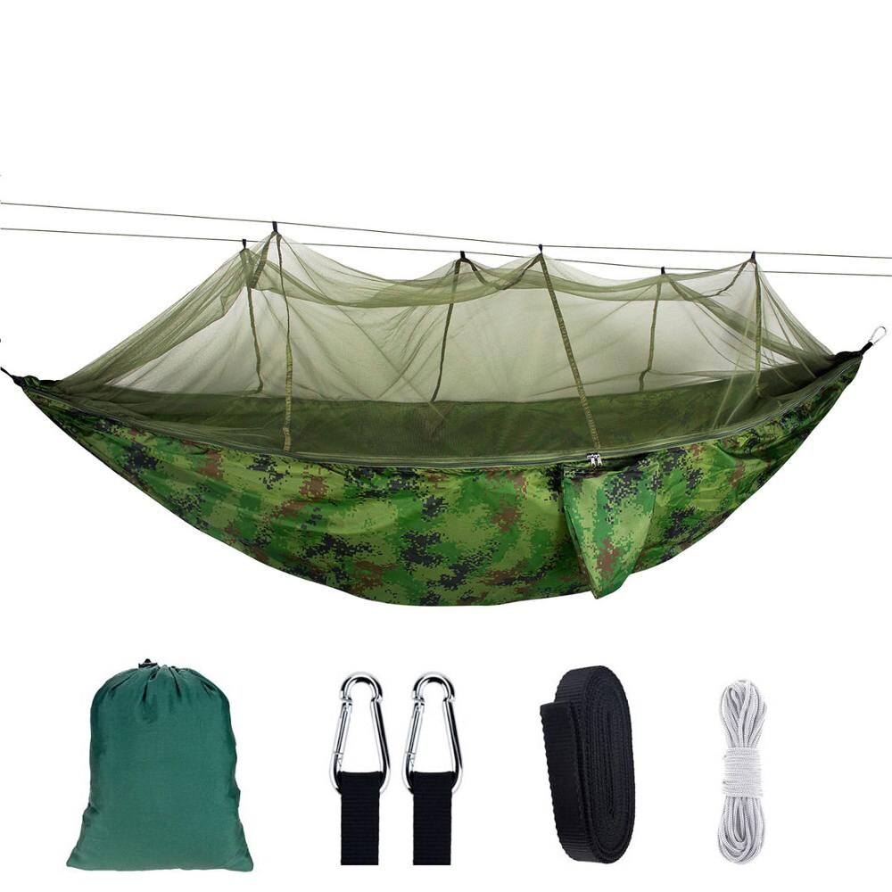 Mosquito Resistant Portable Hanging Tent Outdoor Camping Garden Hammock 1-2 Person Insect Net Strength Sleep Swing: Camouflage