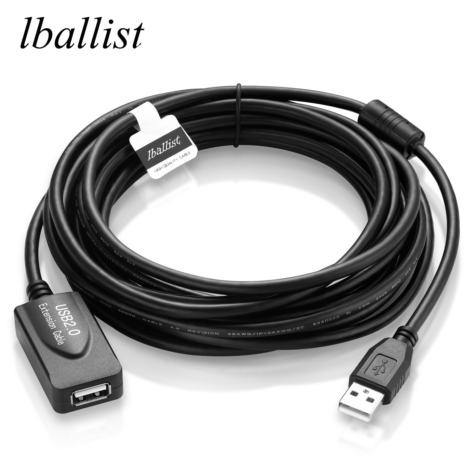 Lballist Actieve Booster USB 2.0 Verlengkabel ingebouwde IC USB 2.0 Type A Man-vrouw Dual Afscherming (folie + Gevlochten) 5 m 10 m