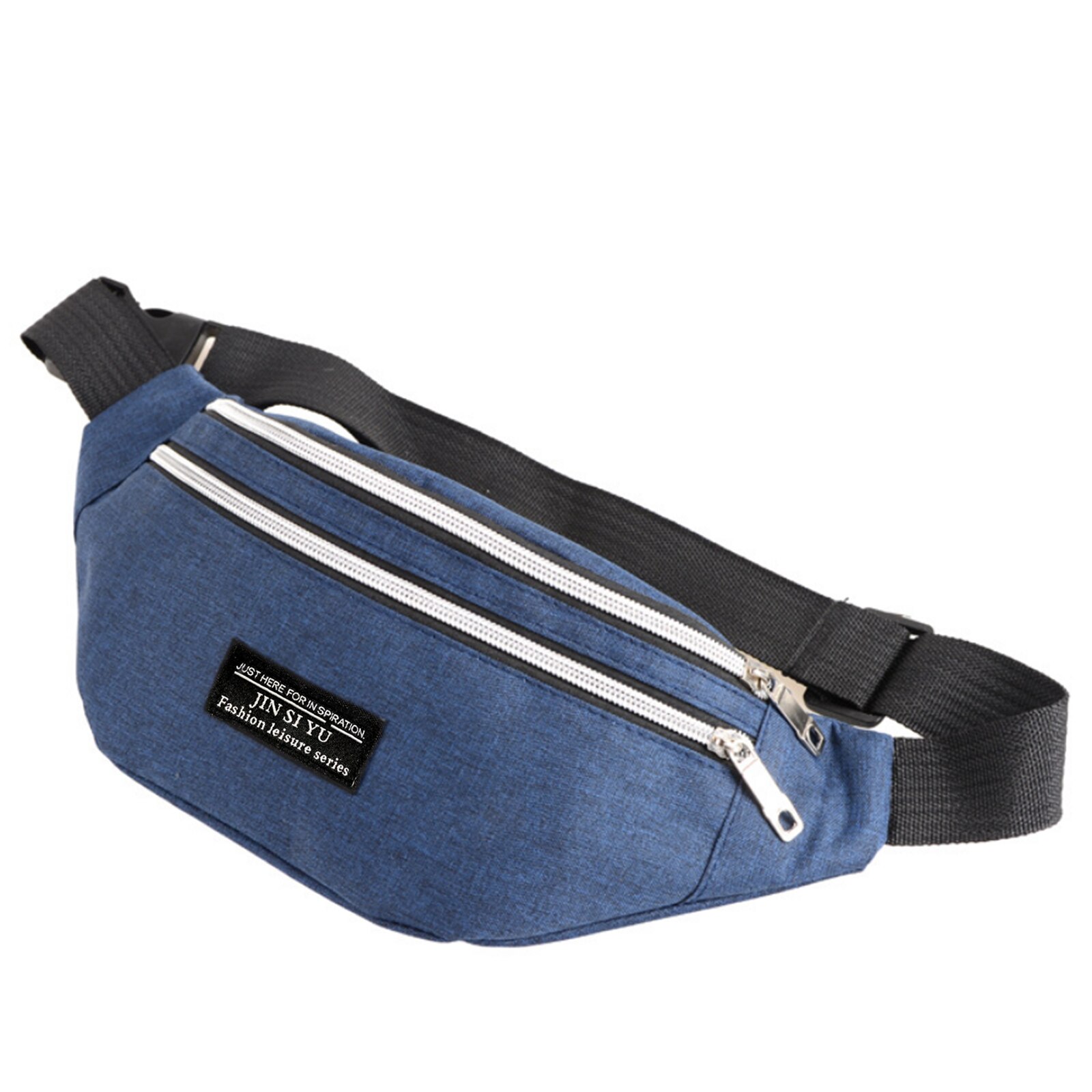 Primavera nova bolsa de cintura masculina grande capacidade uso três bolsos à prova dwaterproof água pano moda casual prático: Blue