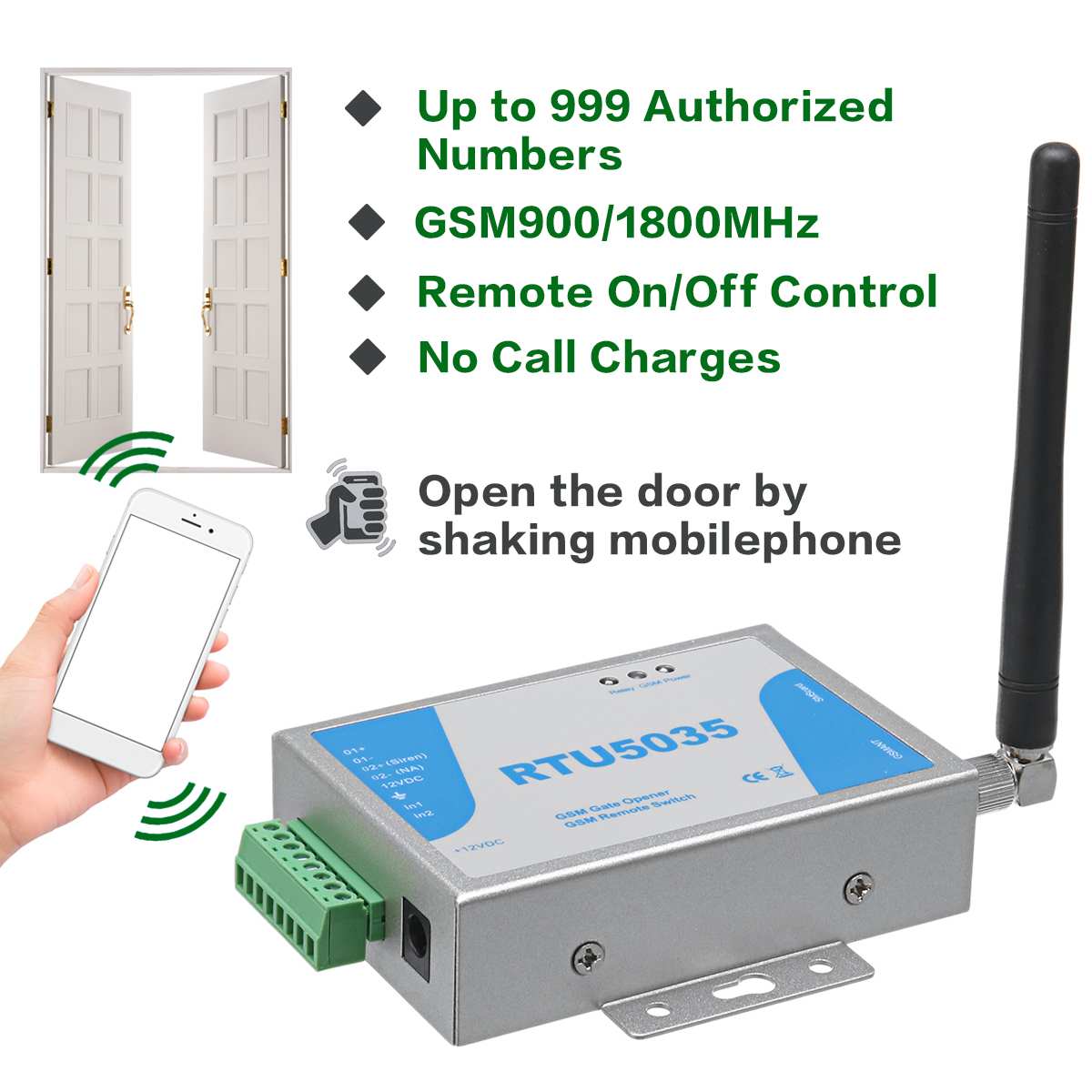 RTU5024 RTU5035 2G GSM Tor Öffner Relais Schalter Freies Anruf Fernbedienung Telefon Schütteln Steuer für autorisierten tür zugang