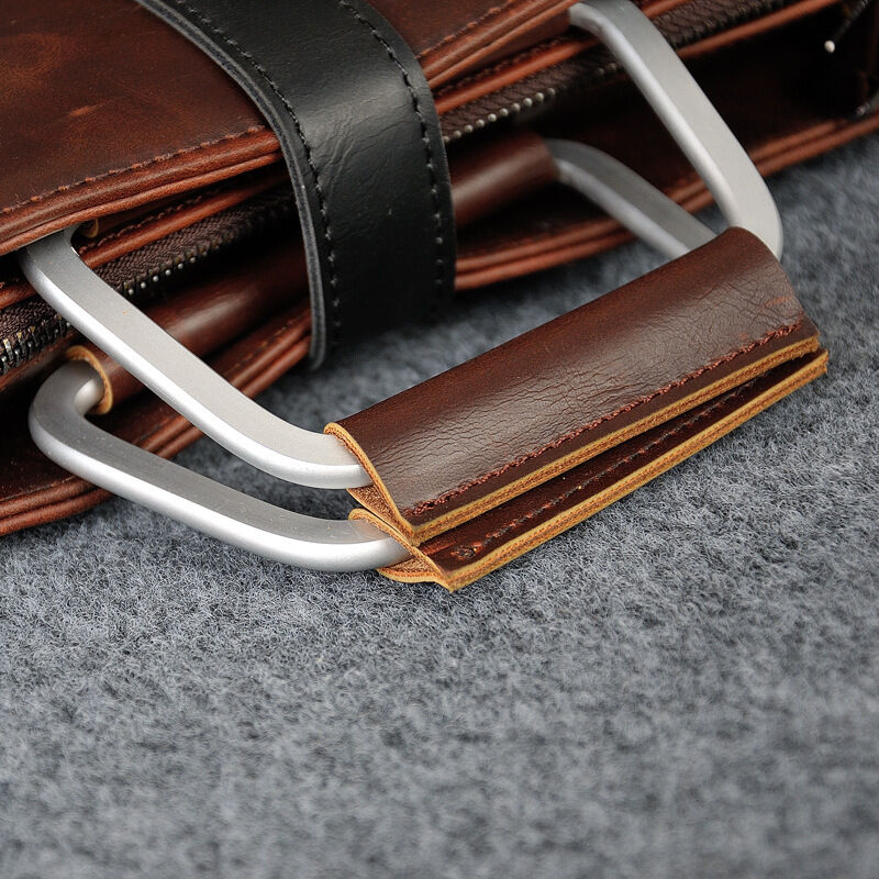 Mannen Lederen Aktetas Laptoptas Attache Messenger Portfolio Tassen Bruin Mode