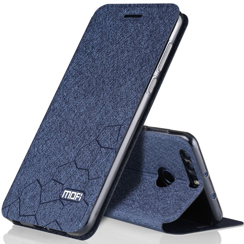 Flip Case Voor Huawei Honor 8 Case Stand Lederen Originele Pu Antiklopmiddelen Honor 8 Cover Smart Terug Fundas Silicon Honor8 coque Capa: Blauw