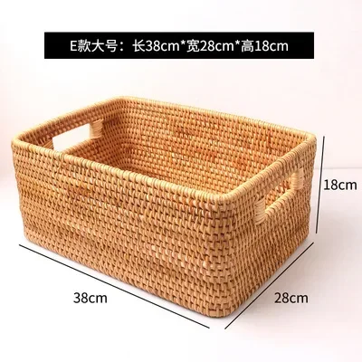 Vietnam Bamboo Woven Basket Box Minimalist Home Rattan Storage Basket Rectangular Woven Sundries Sorting Clothing Storage Box: WHITE