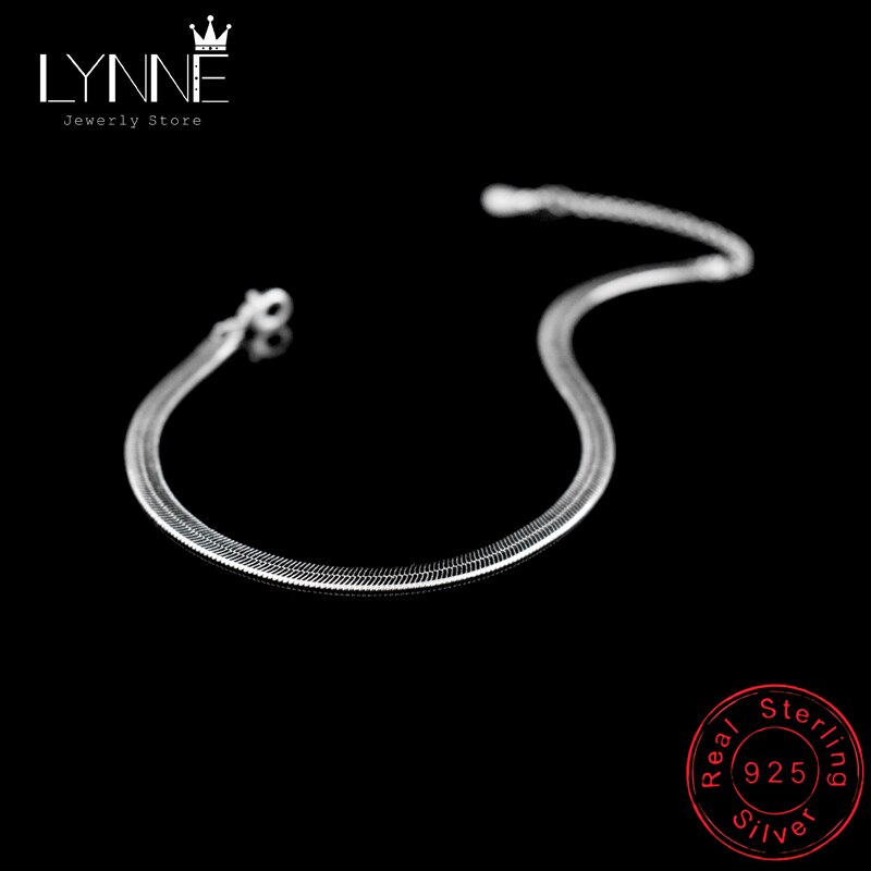 Anklet 925 Sterling Ladies Silver Anklets Bracelet Flat Snake Chain for Women Foot Jewelry Barefoot Sandals Anklets