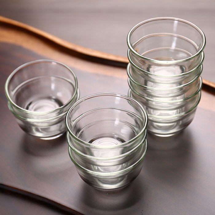 8 Pcs/1 Lot Dubbelwandige Koffie Cup Clear Transparante Kopje Thee Keramische Kommen Thee Opslag Set Thuis accessoires