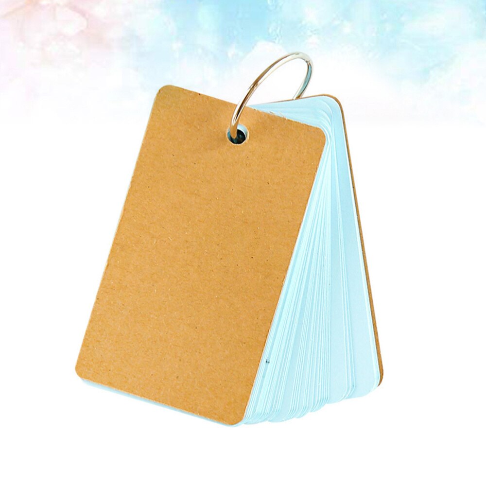 4Pcs Small Long Ring Book Portable Blank Travel Journal Notepad for Writing Drawing School Office (Kraft Paper, Light Blue Core): Picture 1
