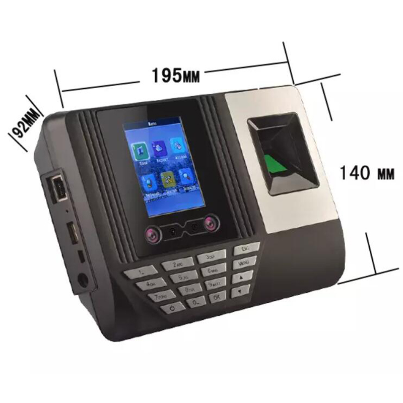 Standalone kontor ansigt tid fremmøde maskine  dc5v u-disk usb tcp / ip lcd skærm biometrisk fingeraftryk kode kort