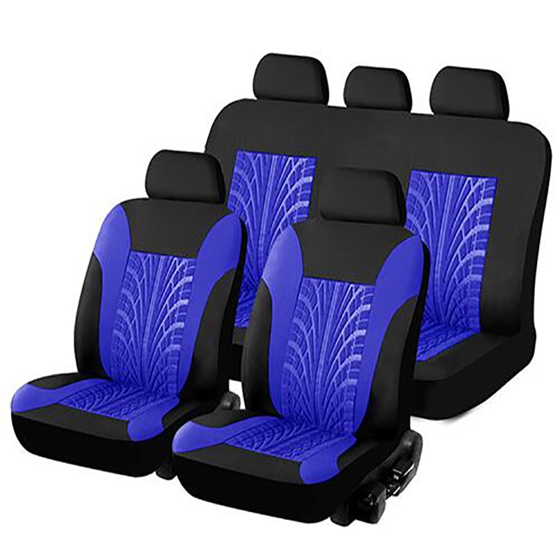 Car Seat Covers Set Universal Fit Most Cars Covers with Butterfly pattern Tire Track Detail Styling Protector covers for the car: B-Blue full set