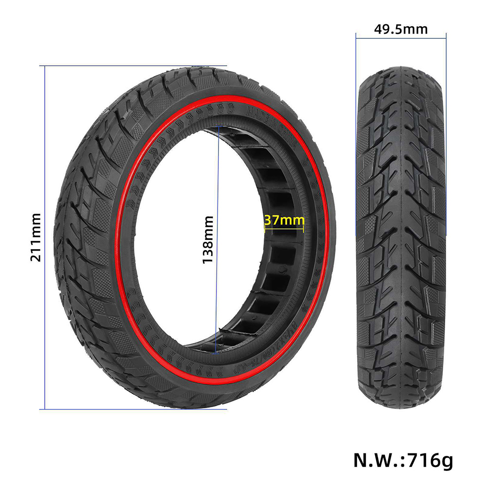 Sähköpotkulauta umpirengaspyörä malli 50/75-6.1 osaa korvaava tiet kumi tubeless paino 720g 8.5 tuumaa: Keltainen