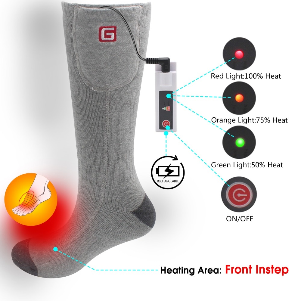 GLOBAL VASION Rechargeable Battery Heated Socks Kit for Chronically Cold Feet for Women and Men