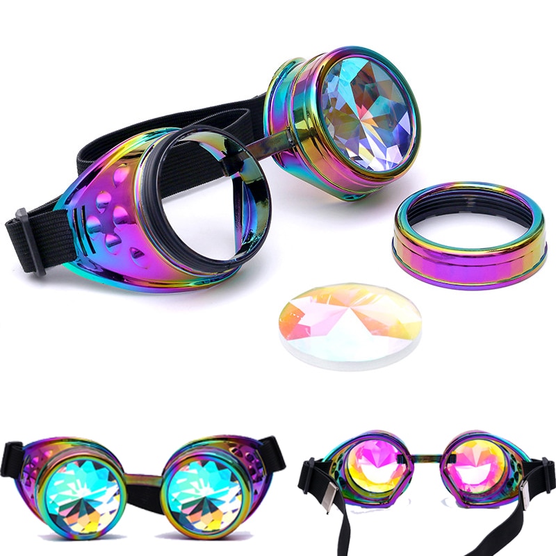 C. F. GOGGLE Halloween Kaleidoskop Bunte Brille Steampunk Frauen retro Brille Männer Party EDM Sonnenbrille gebeugt Objektiv